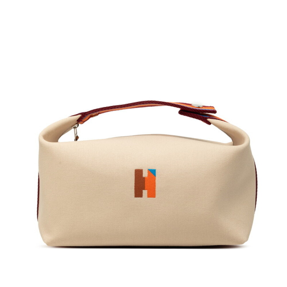 Hermes Bride à Black GM Handbag, Pouch, Beige, Silver Hardware, Canvas, Women...